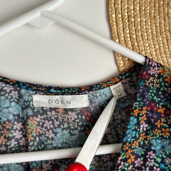 DÔEN Charleston Dress Ladybird Floral Maxi Midi | Size Medium Cottagecore - Picture 6 of 9